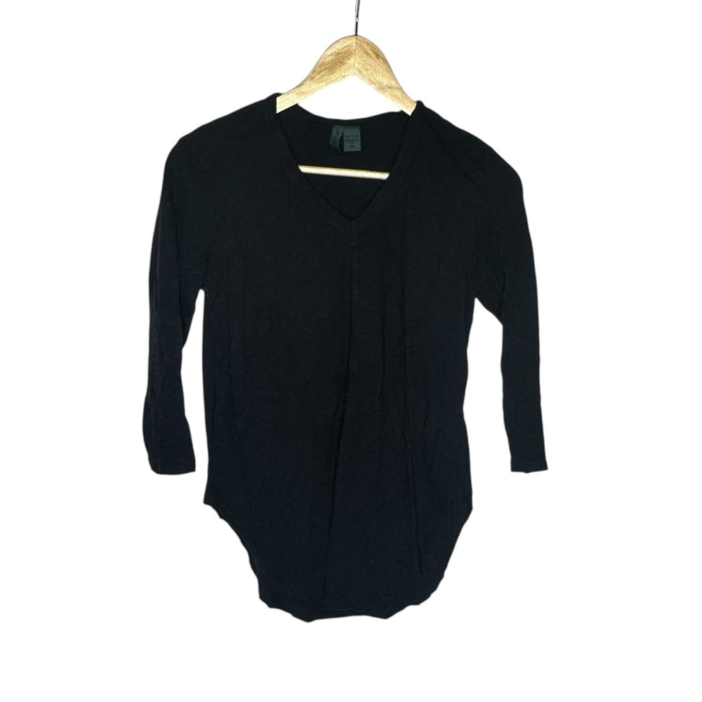 Anthropologie Left of Center long Sleeve V-neck Tee Navy xs - Picture 2 of 9